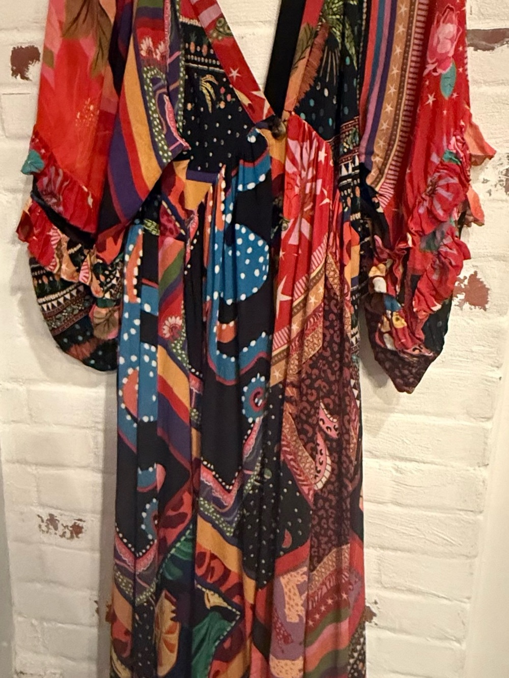 FARM Rio Multicolor V-Neck Ruffled Maxi Dress - Picture 5 of 5